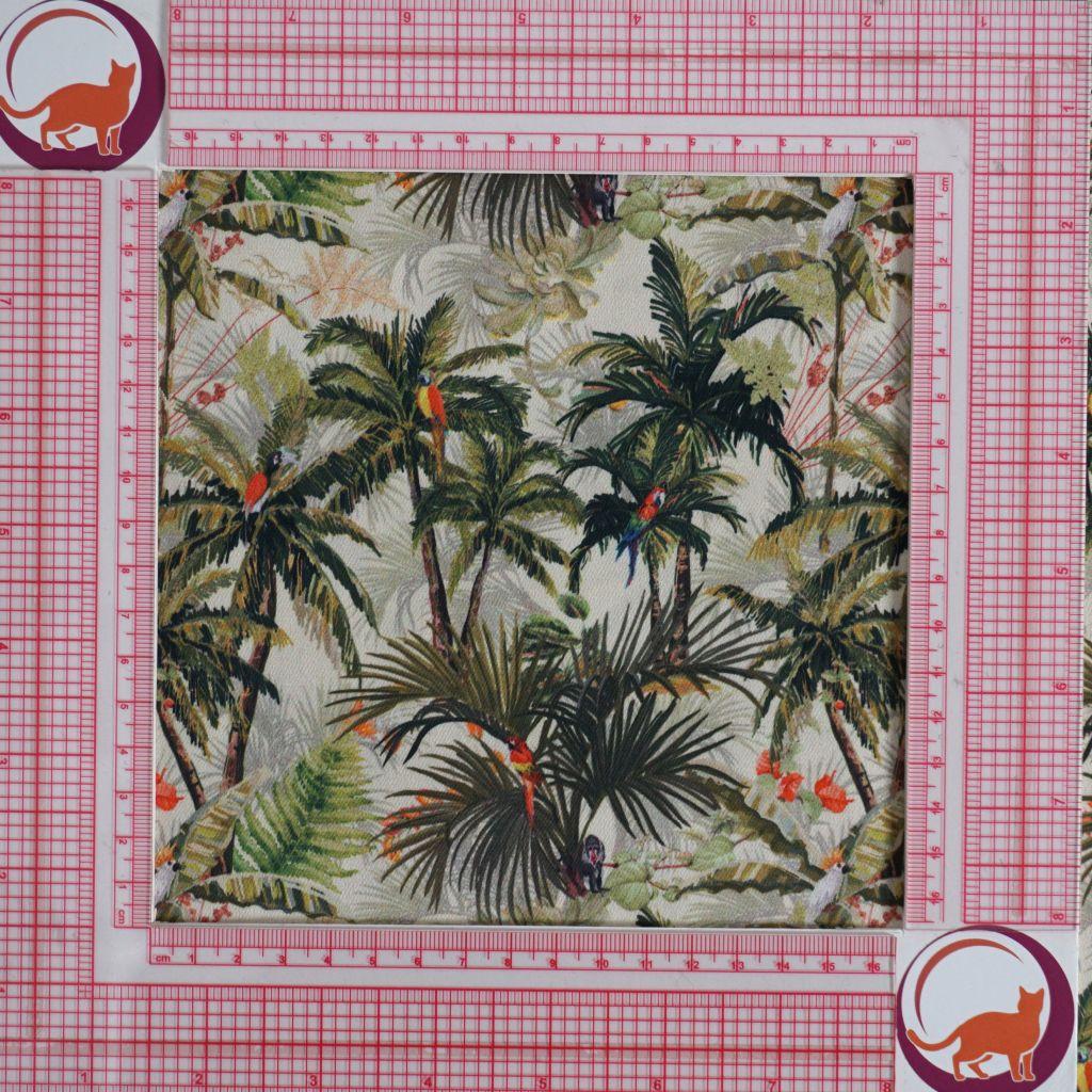 Leichte Baumwolle Hemdenstoff Palmen Papageien grün khaki